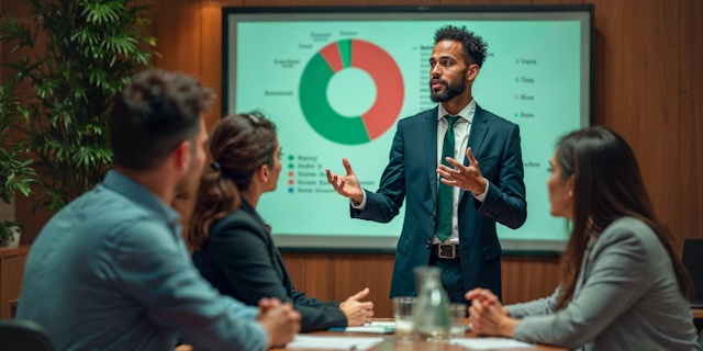 Image illustrant un homme qui présente son business